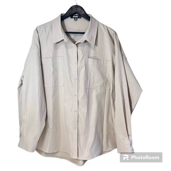Missguided Oversized Light Mauve Pink Button Up Shirt - Picture 1 of 10